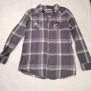 Plaid button-down grey shirt